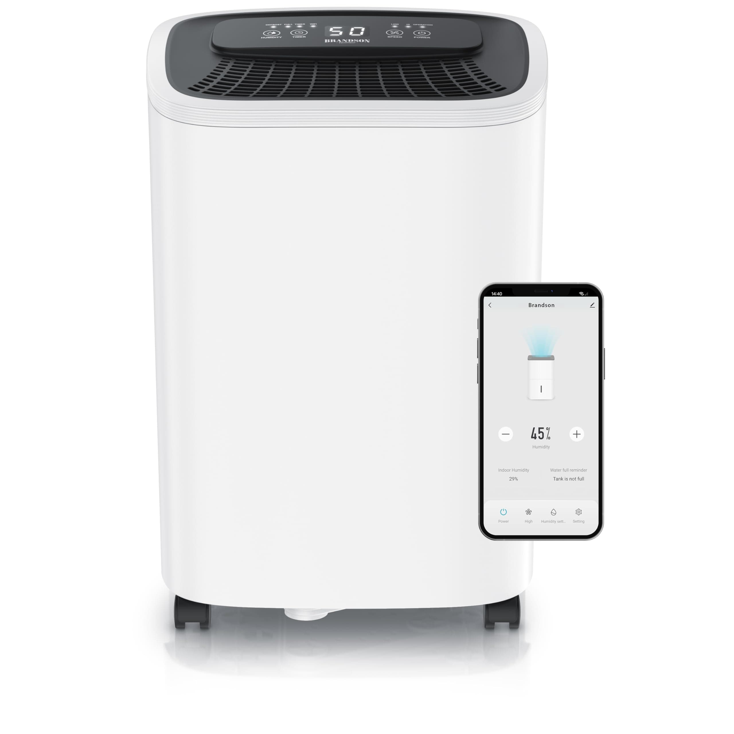 🌬️💧 Brandson - WLAN Luftentfeuchter mit Kompressor elektrisch - 10 Liter - WiFi Dehumidifier Raumentfeuchter – mit App - Schlauch-Entwässerung