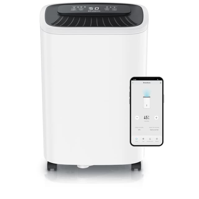 🌬️💧 Brandson - WLAN Luftentfeuchter mit Kompressor elektrisch - 10 Liter - WiFi Dehumidifier Raumentfeuchter – mit App - Schlauch-Entwässerung