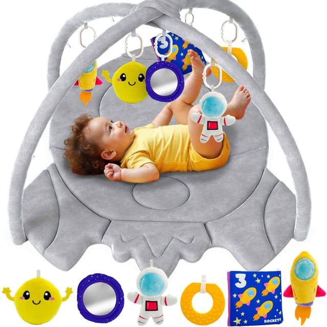 🚀 QUOKKA Baby Spielmatte - Spieldecke Raketenform 100x88 cm