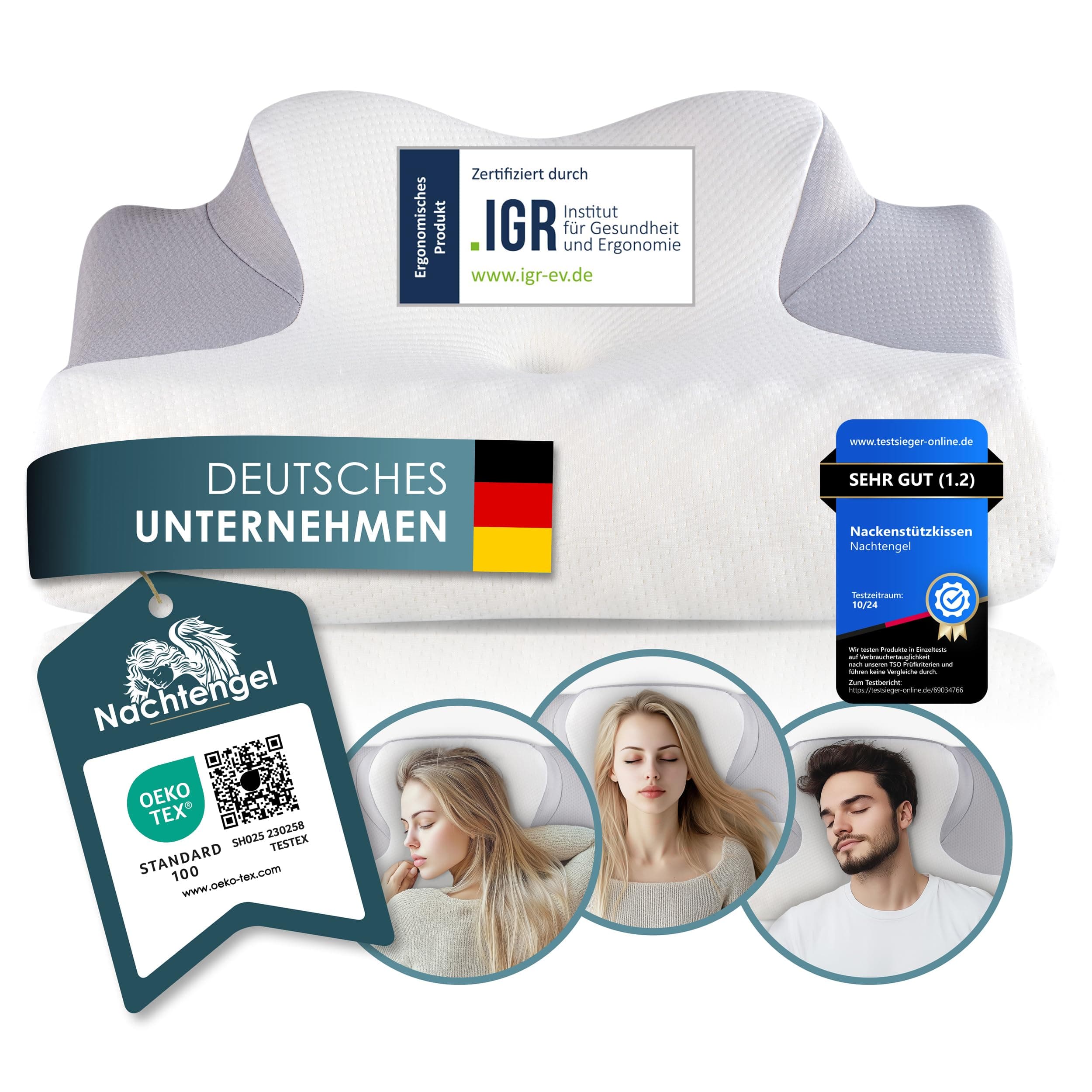 🌙🛌 Nachtengel Orthopädisches Kissen - Ergonomisches Kopfkissen für Nackenschmerzen aus Memory Foam
