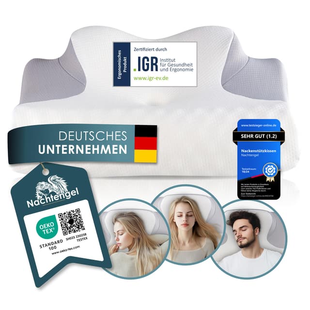 🌙🛌 Nachtengel Orthopädisches Kissen - Ergonomisches Kopfkissen für Nackenschmerzen aus Memory Foam