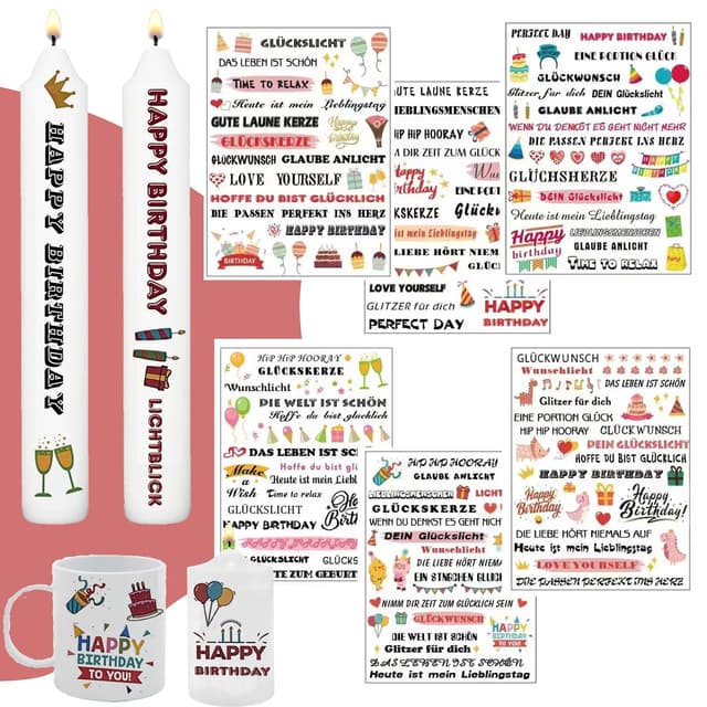 6 Stück Geburtstag Kerzenfolie mit Kerzentattoos 🎉🎊🎈