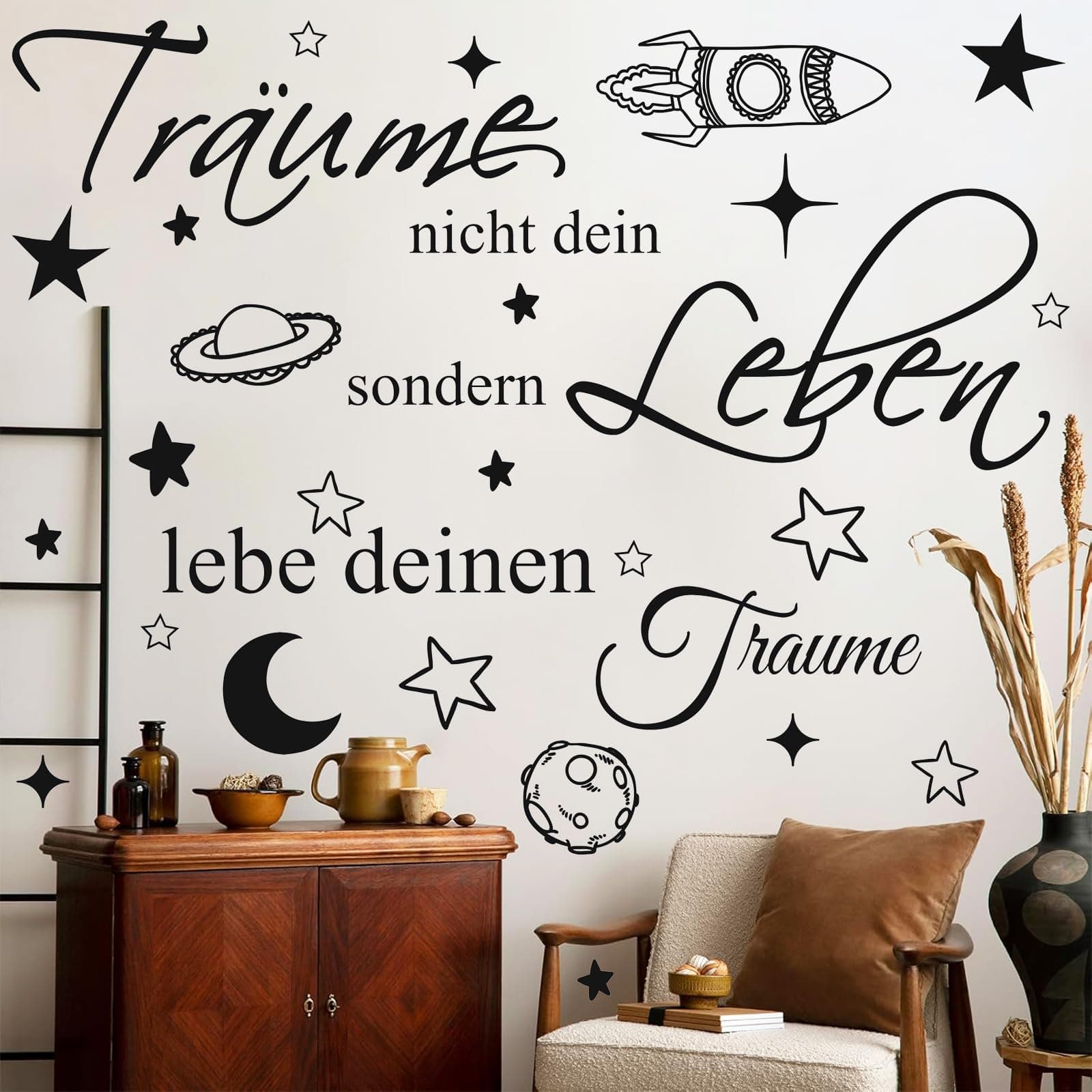 🌟 HPNIUB Träume nicht dein Leben, sondern lebe deinen Traum Zitat Wandaufkleber 🌙
