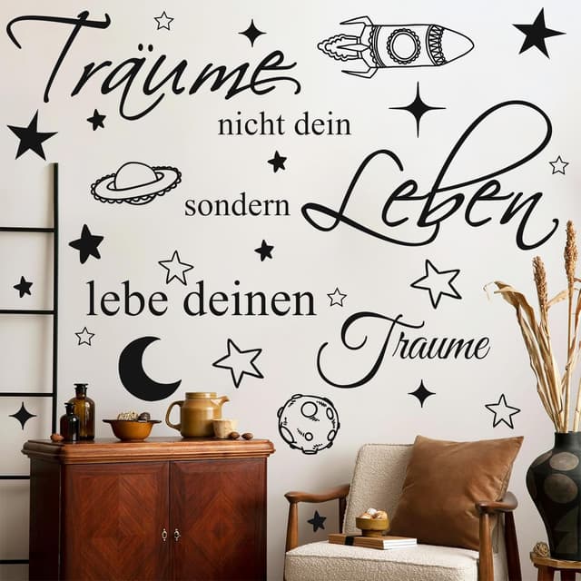🌟 HPNIUB Träume nicht dein Leben, sondern lebe deinen Traum Zitat Wandaufkleber 🌙