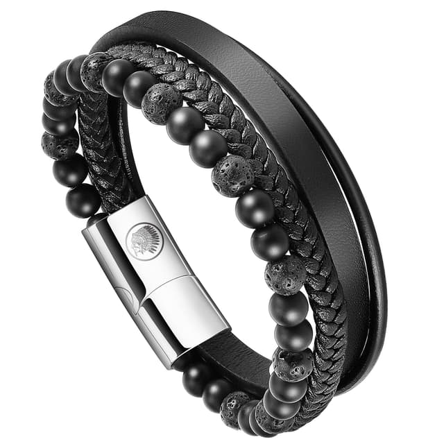 Casisto.J Lederarmband Herren Armband Männer 🎁 Schwarz 21 - Angebot!