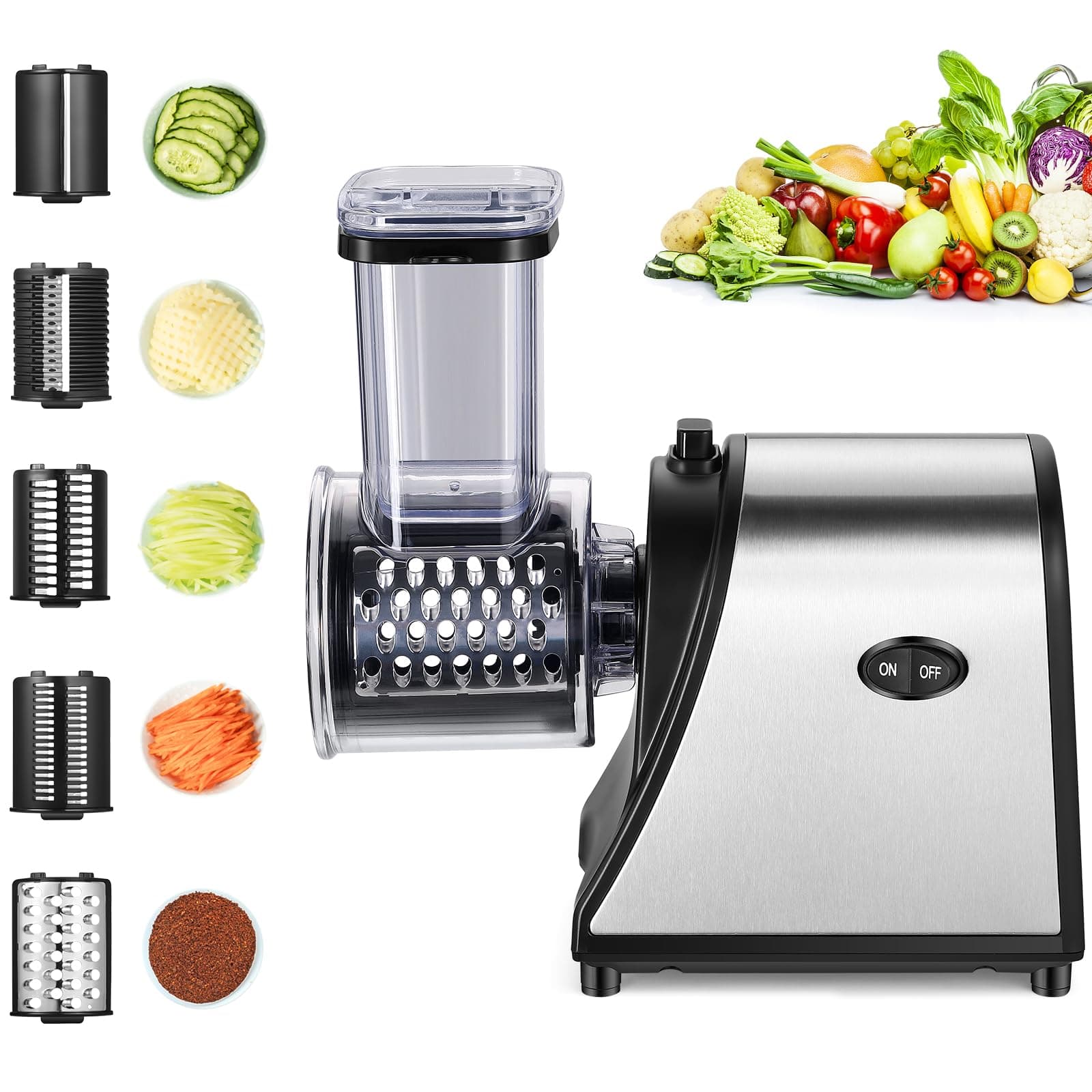 Gemüseschneider Elektrisch, 250W Elektrischer Gemüseschneider Edelstahl 🥦