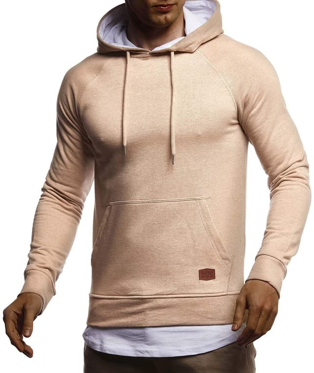 Leif Nelson Herren Pullover Hoodie Kapuzenpullover LN8153 XXL Hell Braun Melange 2in1 🌟