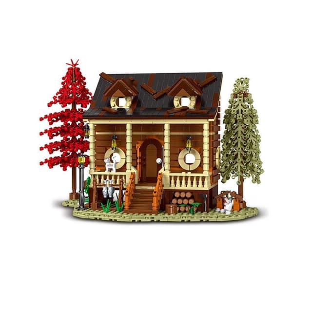 Fisca 1645PCS Waldhütte Bauklötze Set mit Lichtern 🌲🛠️