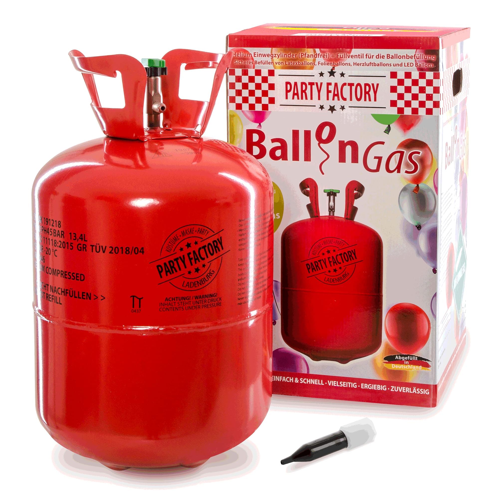 Helium Ballongas für 50 Ballons 🎈 | Heliumflasche 400L Gasfüllung Folienballons Luftballons | Party Hochzeit (1 x Ballongas 50)