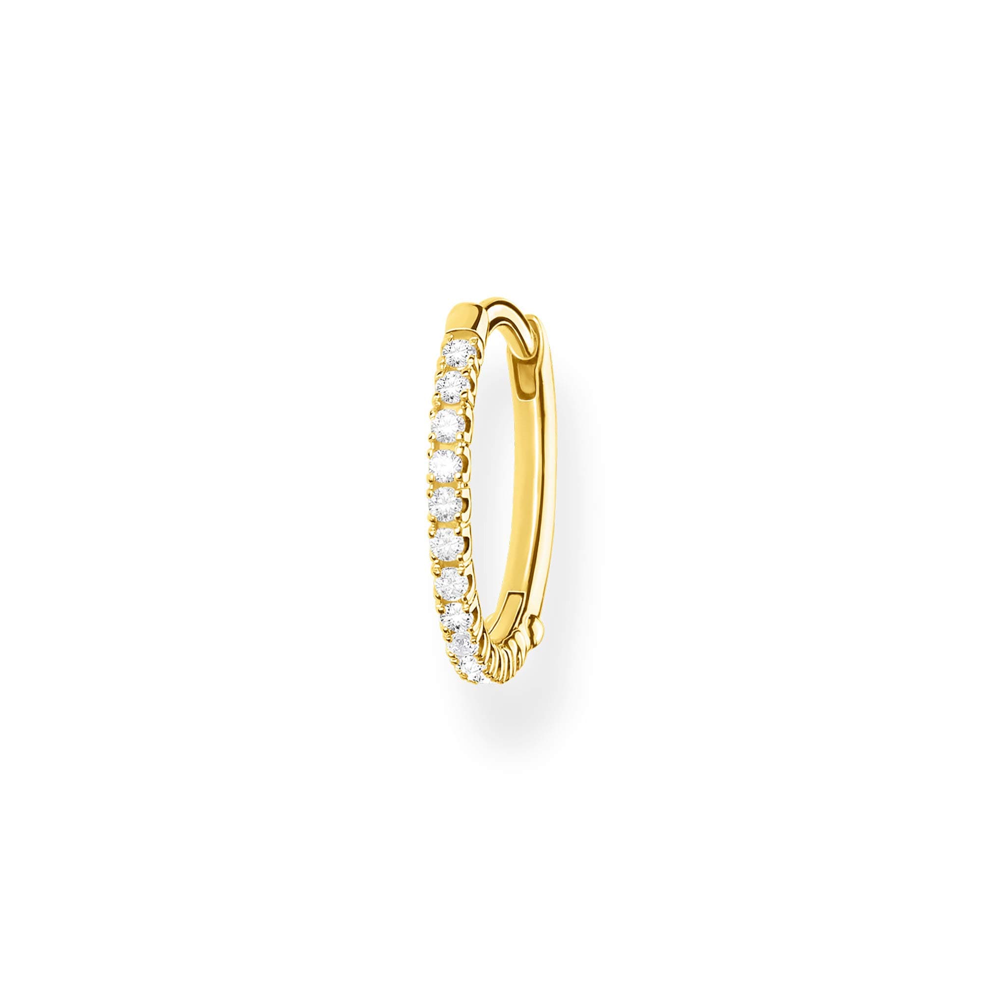 Thomas Sabo Einzel Creole weiße Steine 925 Sterling Silber CR657 Gelbgoldfarben 🌟
