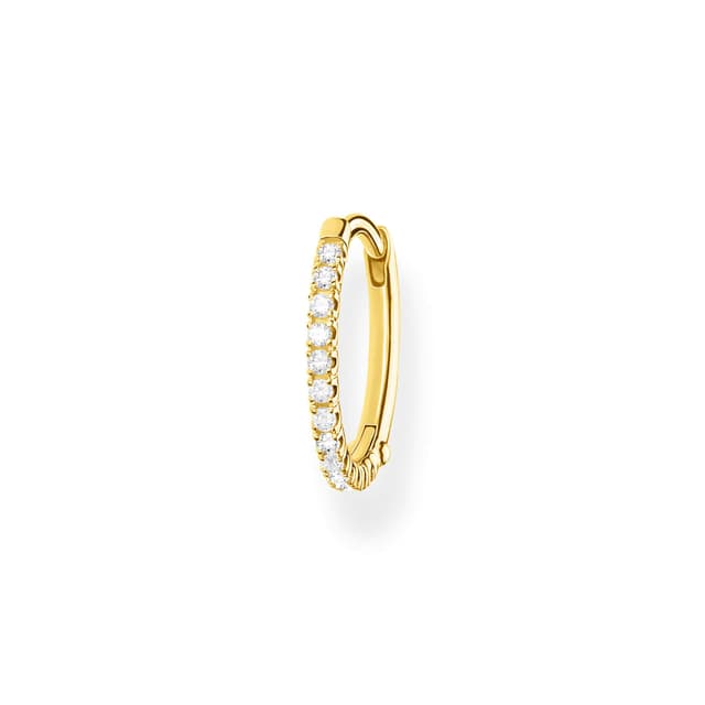 Thomas Sabo Einzel Creole weiße Steine 925 Sterling Silber CR657 Gelbgoldfarben 🌟