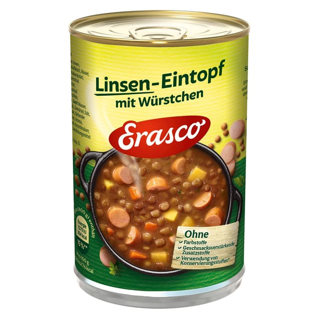 Angebot: Erasco Linsen-Eintopf mit Würstchen (1 x 400g) 🌱🍵🥕