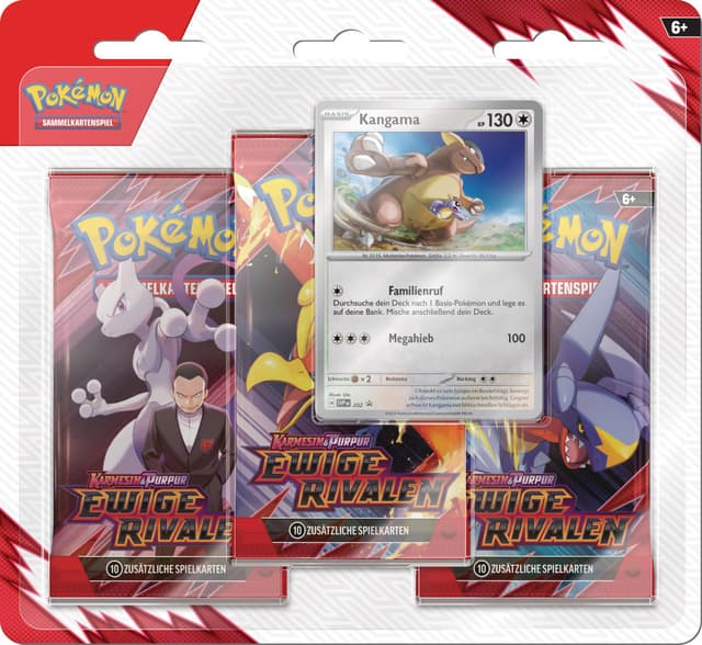 Pokémon-Sammelkartenspiel: 3er-Pack-Blister Karmesin & Purpur – Ewige Rivalen: Kangama