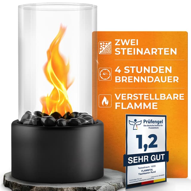 flammtal Bioethanol Tischkamin Round - Indoor & Outdoor Feuerzauber 🔥