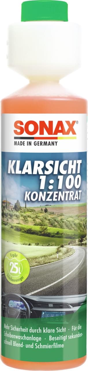 🚗✨ SONAX KlarSicht 1:100 Konzentrat (250 ml) - Sommerbetrieb Reinigungszusatz