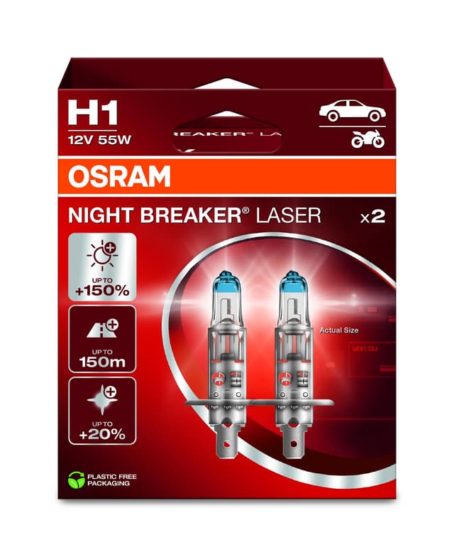 🔦 OSRAM NIGHT BREAKER LASER H1 +150% mehr Helligkeit | Angebot
