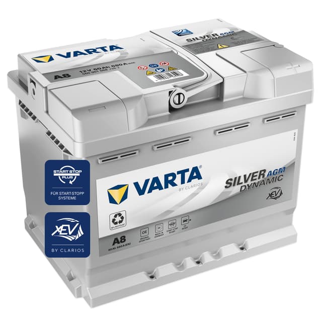 🔋 VARTA Silver Dynamic AGM Batterie A8 – Start-Stop und xEV Autobatterie 12V 60Ah 680A 🔋