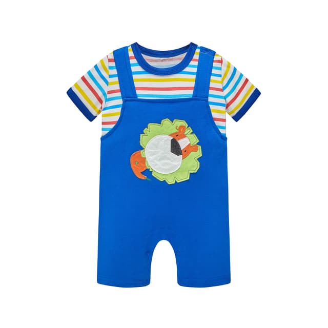 👶🦁 SOIBEEN Entzückende Baby Strampler Body Set für Neugeborene 0-12 Monate 9-12 Monate Löwen-Trägerhose 🌟