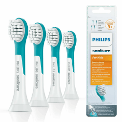 🌟 Philips Original Compact Bürstenköpfe für die Sonicare for Kids Schallzahnbürste - 4er-Packung in Blau Angebot bei HelloDeals