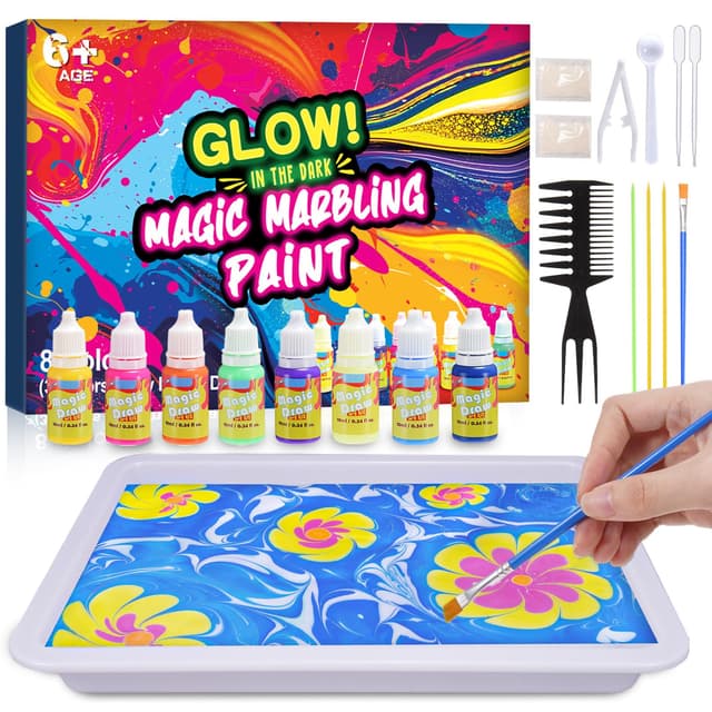 🎨 Hapikids Bastelset Marmorierfarbe für Kinder - Bastelset Kinder ab 6 Jahre 🎁