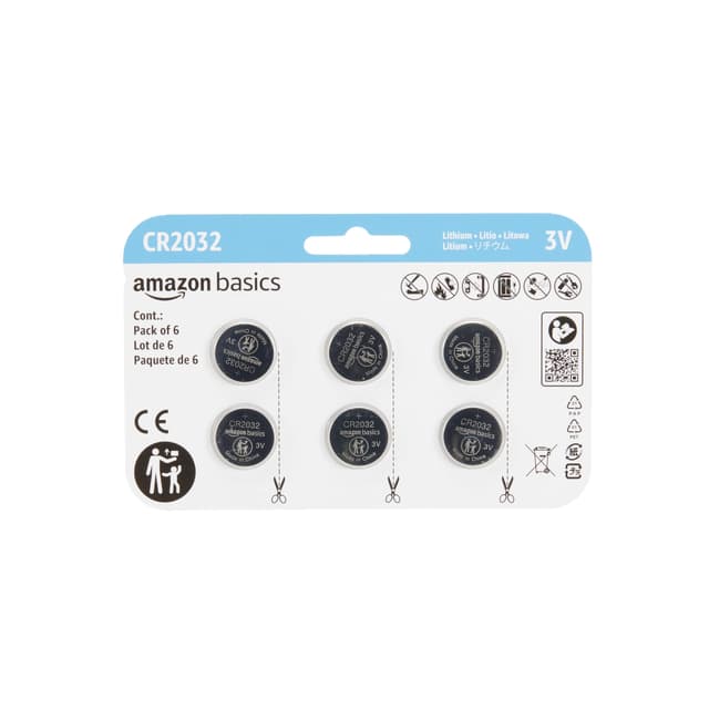 🔋 Amazon Basics CR2032 Lithium-Knopfzellenbatterie, 6 Stück 6er-Pack CR2032