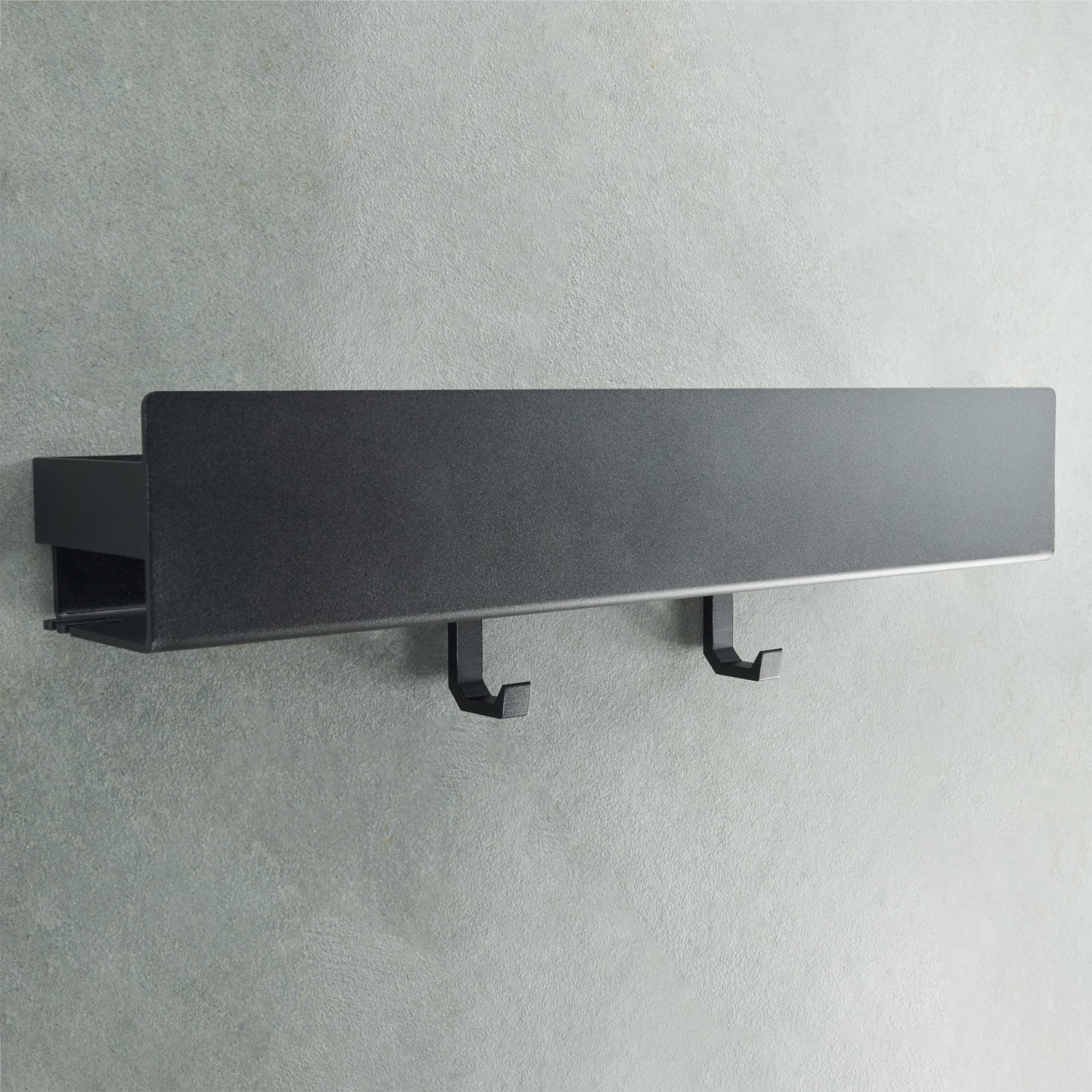 Designfabrik Hamburg Duschablage ohne Bohren | Badezimmer Organizer | Duschregal ohne Bohren | Badregal | Hängeregal | Wandregal | Duschkorb selbstklebend | Duschablage Schwarz 42 cm 42 cm Matt Schwarz