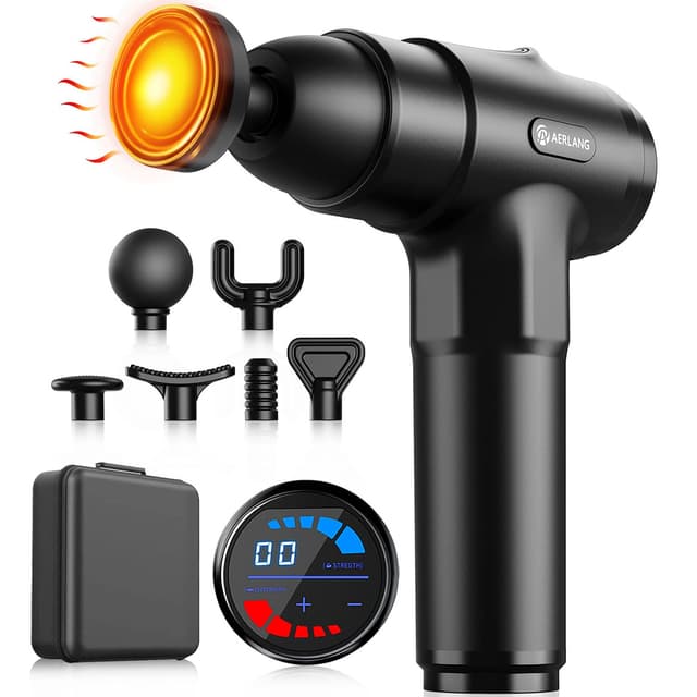 AERLANG Massagepistole mit Wärmefunktion 🌡️: Leistungsstarkes Massagegerät mit LED-Anzeige