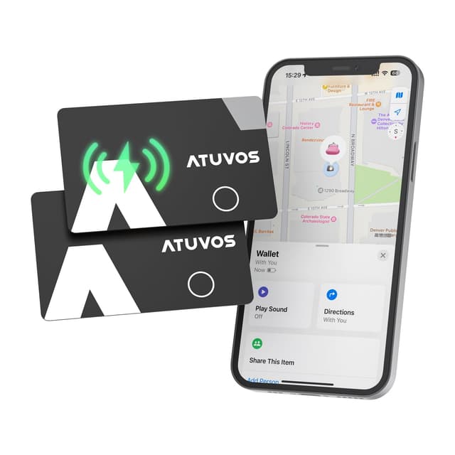 ATUVOS Air Tag Karte 2er, Wallet Tracker Card 1.6mm - Wiederaufladbarer Geldbörsenfinder