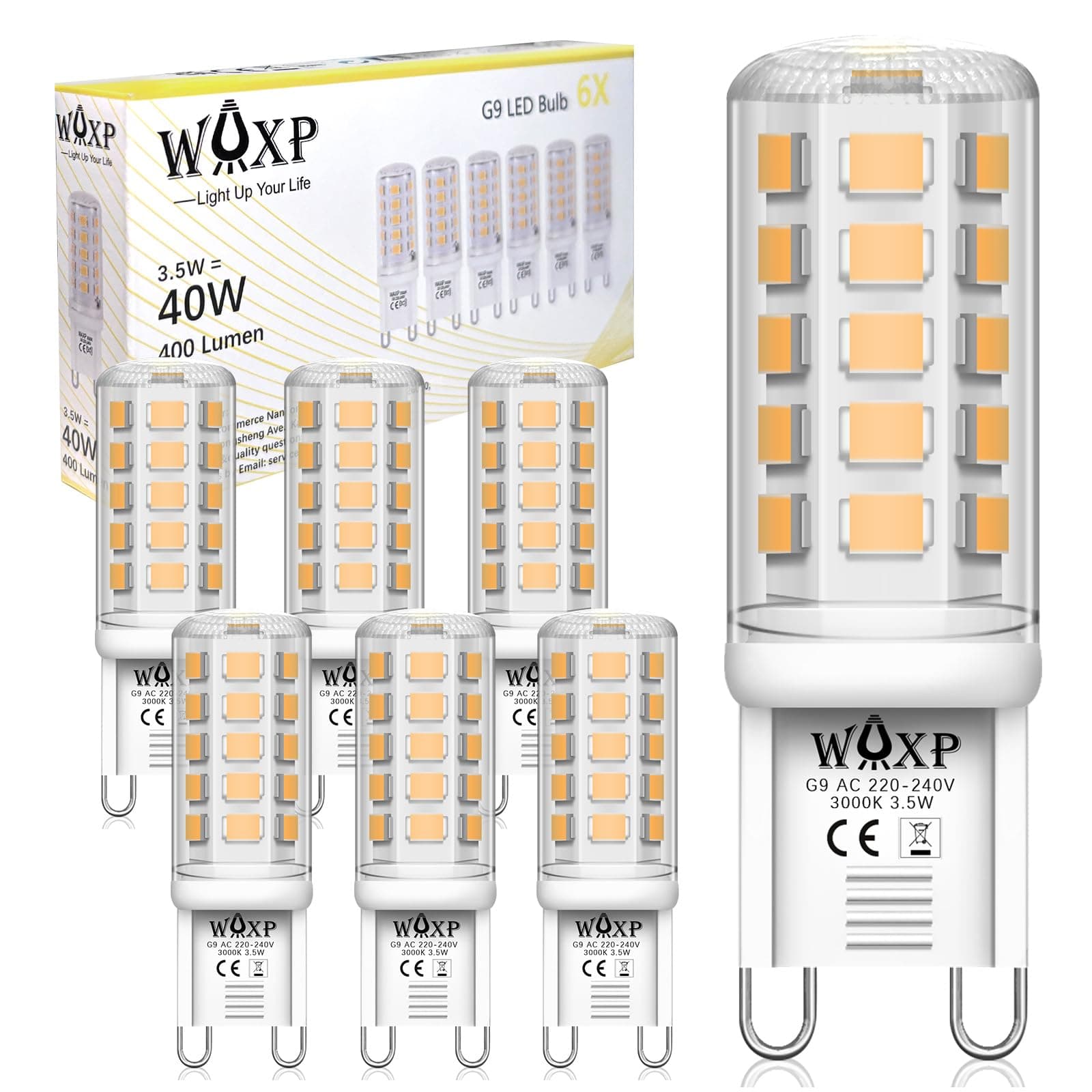 🌟 Super Angebot! 🌟 WAXP G9 LED Lampe Warmweiß 3.5W, 400 Lumen, 6er-Pack