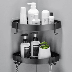 🚿 GERUIKE Duschregal Ohne Bohren Duschablage Schwarz Eckregal Angebot bei HelloDeals