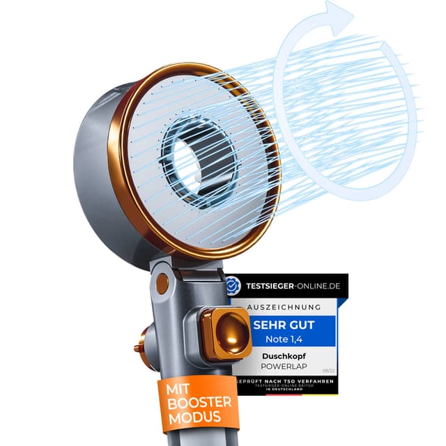 POWERLAP® Duschkopf mit Filter & Montagewerkzeug | Booster Modus für perfekten Wasserdruck 🚿