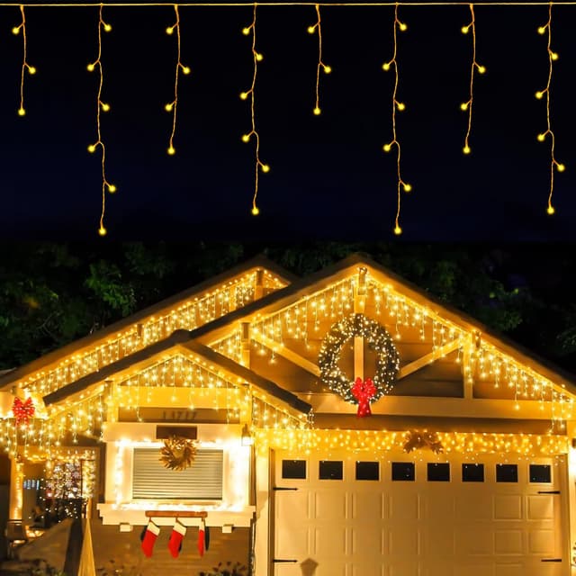LEDYA Lichterkette Außen, 9M 240led Eisregen Lichterkette Außen Warmweiß