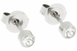 🌟 Großer Deal: Erstohrstecker Chirurgenstahl Sterile Ohrstecker Zarge mit Stein in transparent Angebot bei HelloDeals