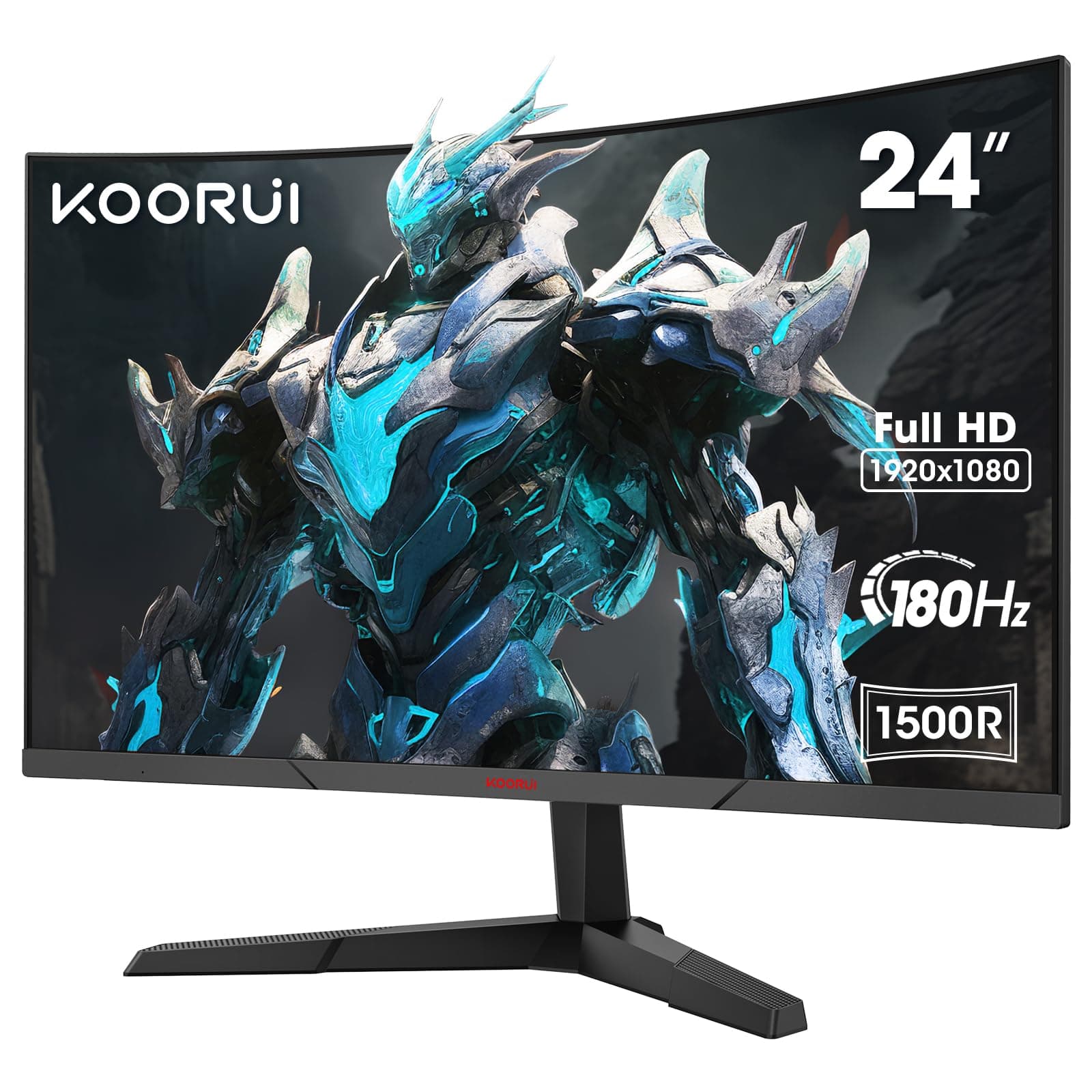 🎮🖥️ KOORUI 24 Zoll Curved Gaming Monitor, 1ms 180Hz FHD PC Bildschirm 1500R, Schwarz 24E6CA 24 Zoll VA/FHD/180Hz