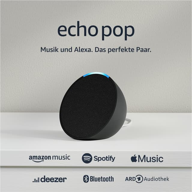 Echo Pop (Neueste Generation) | Kompakter und smarter Bluetooth-Lautsprecher mit vollem Klang und Alexa | Anthrazit Anthrazit Nur