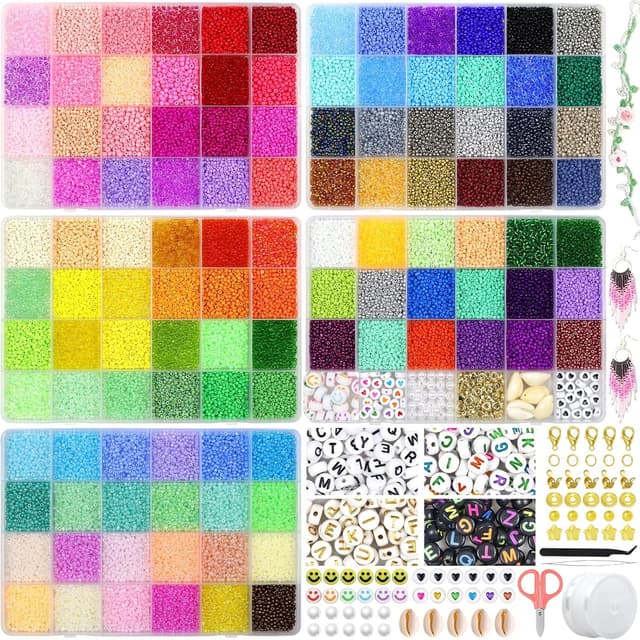 🌟 BIBOKLTIY 48690 Stück 2mm 114 Farben Glasperlen zum Auffädeln 📿