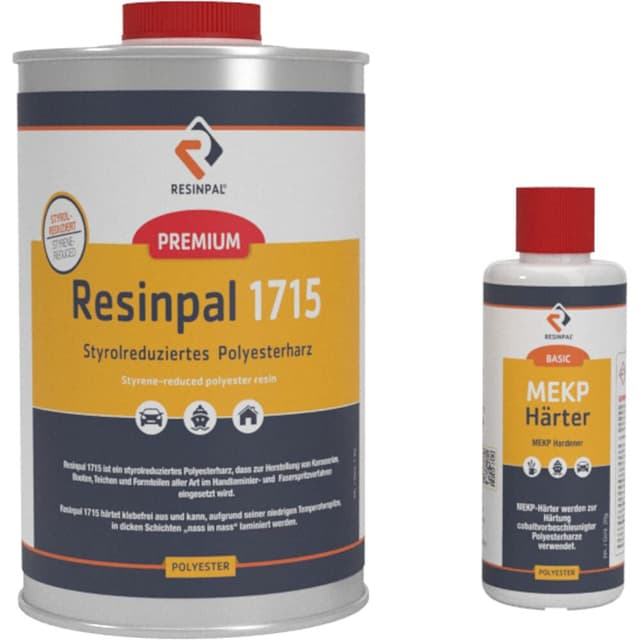 Polyesterharz mit Härter | 1 kg Resinpal 1715 + 20 g Härter 🛠️ | Laminierharz Set