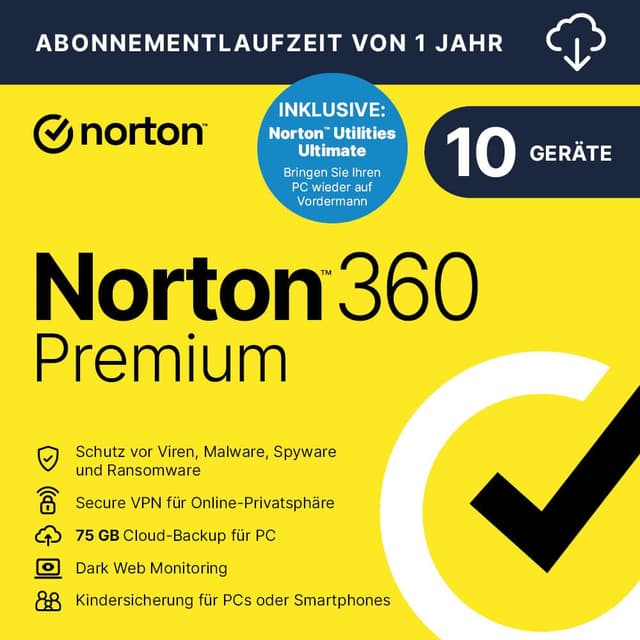 🔒🚀 Norton 360 Premium + Utilities Ultimate 2025 | 10 Geräte | 1 Jahr