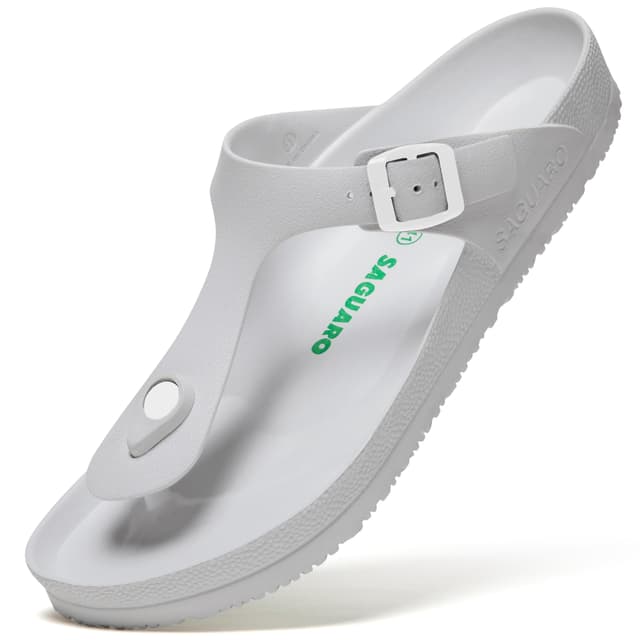🌞 SAGUARO Zehentrenner Hausschuhe Damen Sandalen Sommer Clogs 43 EU Reinweiß 🌴