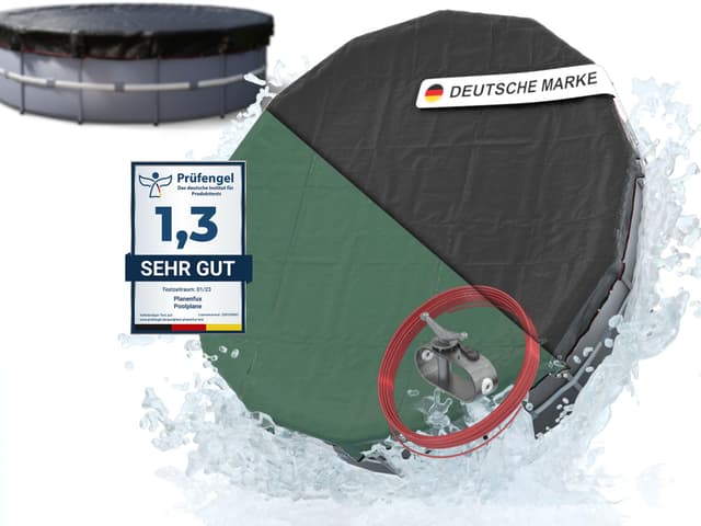 Planenfux® Poolabdeckung rund 366 cm | 2-in-1 Abdeckplane Pool für Ø 320-366 cm Becken 🏊
