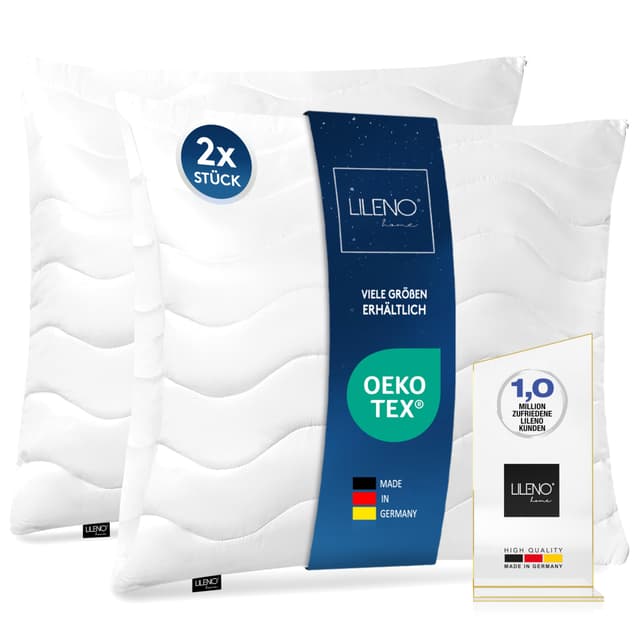 LILENO HOME Kopfkissen 80x80 cm [2er Set] MEDIUM mit 850g Kissen-Füllung 🛌
