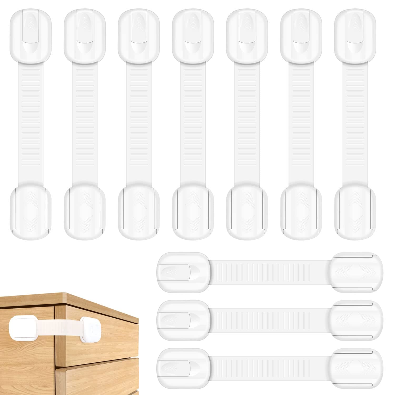 Septeamay 10 Stück Kindersicherung für Schrank und Schubladen - Weiß 10 Stück (1er Pack) 🛡️👶