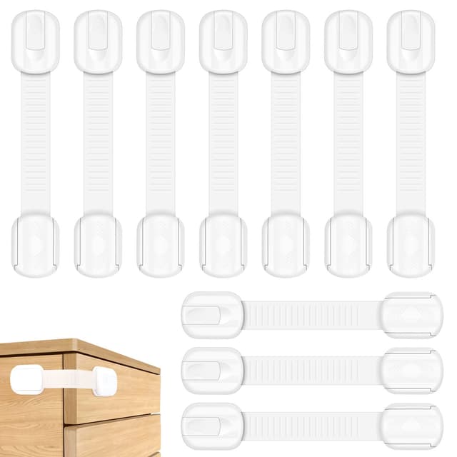 Septeamay 10 Stück Kindersicherung für Schrank und Schubladen - Weiß 10 Stück (1er Pack) 🛡️👶