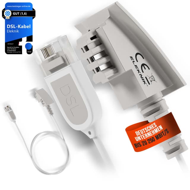 Elektrik DSL Kabel | 10m, Weiß - High-Speed VDSL 250 MBit/s