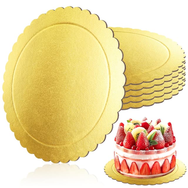 🍰 WDZGX Cake Board 25cm Tortenunterlage Cakeboard Rund 6STK Kuchenplatten Karton Pappe Wiederverwendbar Torten Unterplatten für Transport Kuchen Torten Gold (10 inch Gold) 🌟