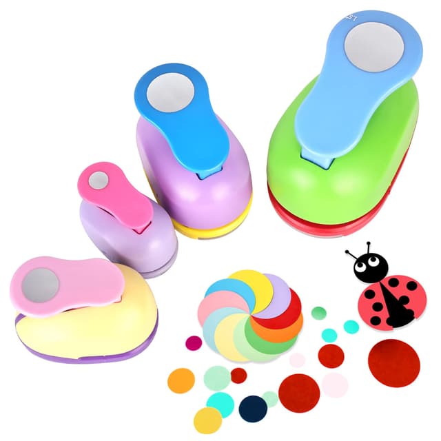 Stanzer Rund Papierstanzer Motivstanzer Kinder: 4 Stück Lochstanzer Papier Set 🎨