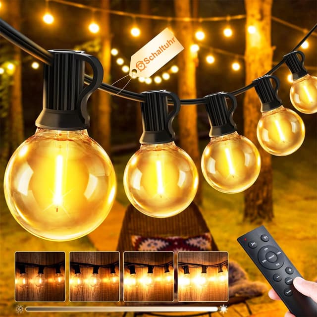🌟 JEYMORKEY Lichterkette LED Außen Strom Outdoor - 30M 100FT G40 Glühbirnen Garten Beleuchtung