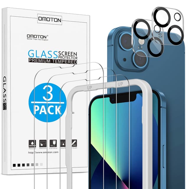 📱🔒 OMOTON iPhone 13 Panzer Schutz Glas mit Rahmen-Installationshilfe