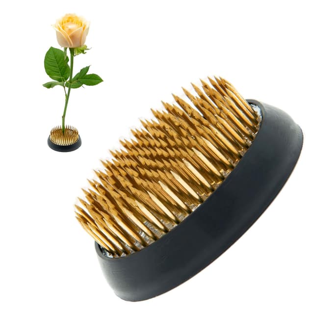 🌸 Kybelehoo Blumenigel Runde Halterung,Steckigel Blumen Edelstahl 6 x 6 cm 1 Stück Ikebana Kenzan Golden