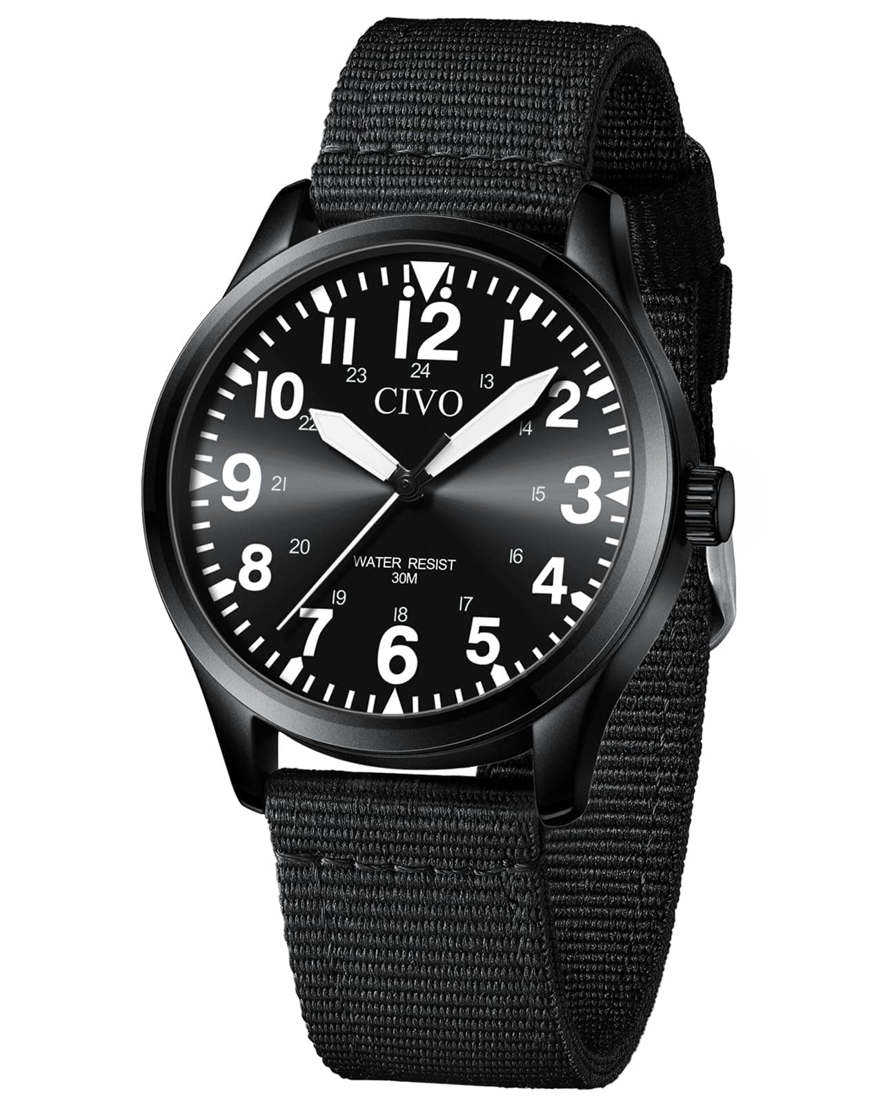 🕒 CIVO Herren Uhren Wasserdicht Armbanduhr Analog Quarz Große Zahlen Leuchtend Militär Sport Outdoor Leicht zu Lesen Geschenk B-5 Schwarz/Weiß